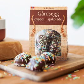 Gårdsegg dyppet i sjokolade – 6 stk.